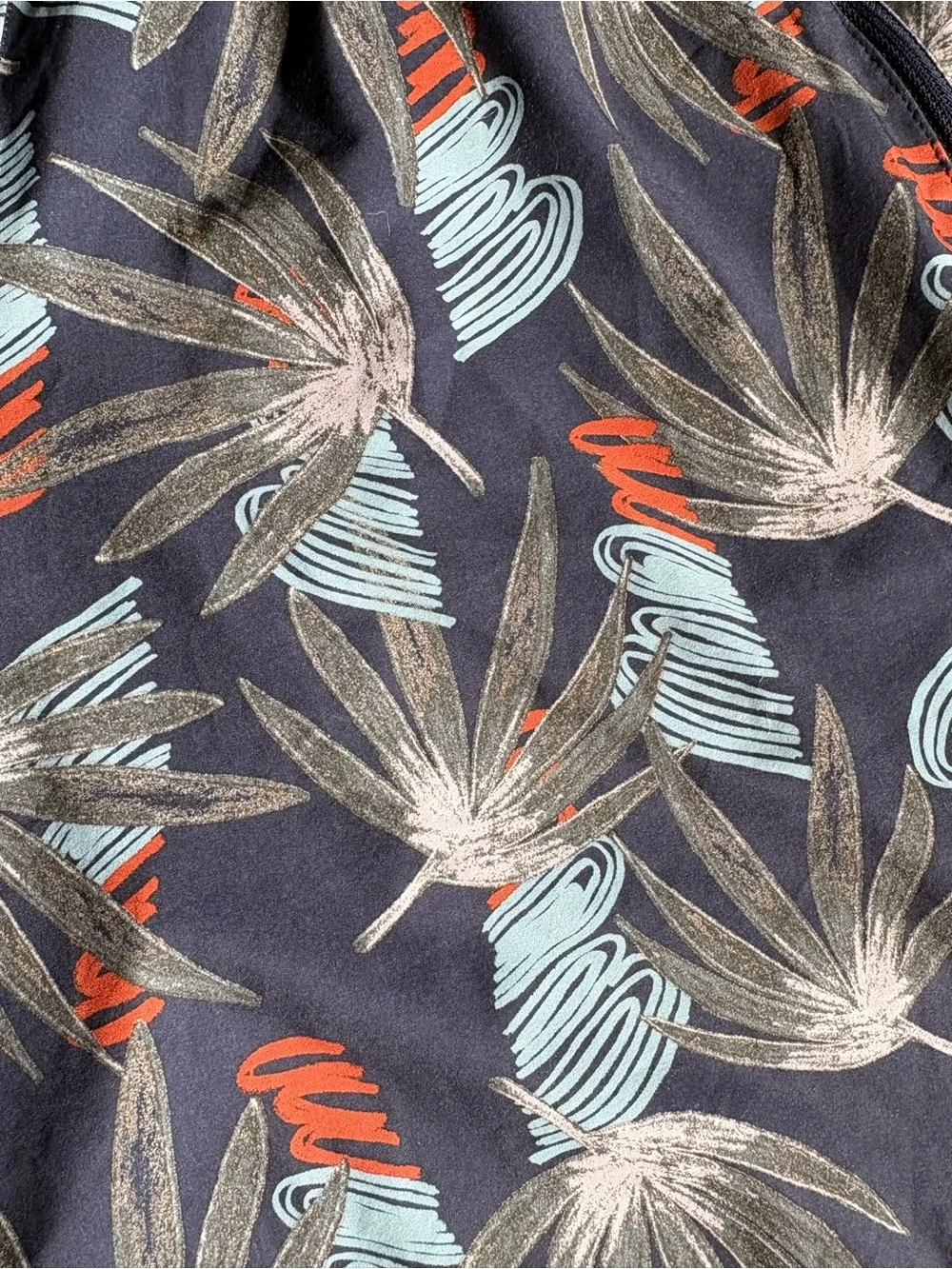 Patagonia Navy Tropical Palm Print Swim Trunks